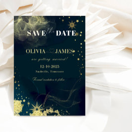 Celestial Blue Galaxy Save the Date Wedding Kaart