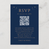 Celestial Blue Gold Budget QR Code RSVP Foto Informatiekaartje (Voorkant)