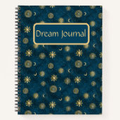 Celestial Blue & Gold Crescent Moon Dream Journal Notitieboek (Voorkant)