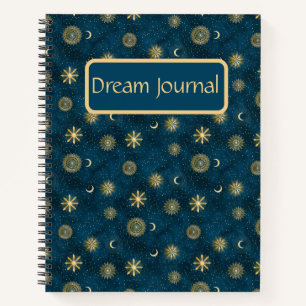 Celestial Blue & Gold Crescent Moon Dream Journal Notitieboek