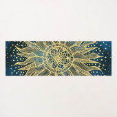 Celestial Blue Gold Mandala Sun Yogamat (Achterkant (horizontaal))