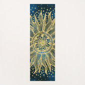 Celestial Blue Gold Mandala Sun Yogamat (Voorkant)