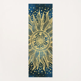 Celestial Blue Gold Mandala Sun Yogamat