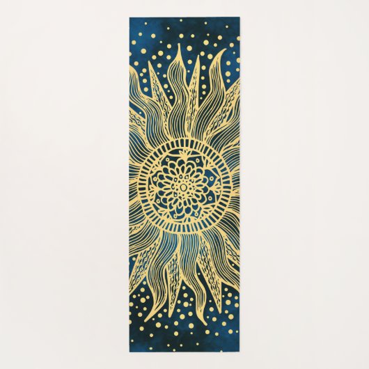 Celestial Blue Gold Mandala Sun Yogamat (Achterkant)