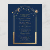 Celestial Blue Gold QR Code Quinceañera Flyer (Voorkant)