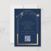 Celestial Blue Gold QR Code Quinceañera Kaart (Achterkant)