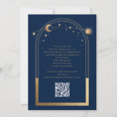 Celestial Blue Gold QR Code Quinceañera Kaart (Achterkant)