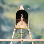 Celestial Blue Gold Quinceañera Verjaardag Welkom Acryl Bord (Neutraal)