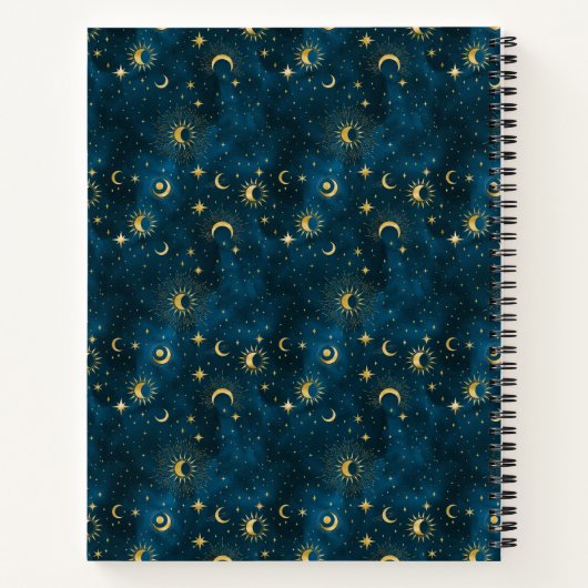 Celestial Blue & Gold Sterrennacht Dream Journal Notitieboek (Achterkant)