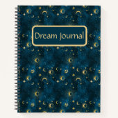 Celestial Blue & Gold Sterrennacht Dream Journal Notitieboek (Voorkant)