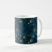 Celestial Blue & Gold Sterrennacht Halve Maan Koffiemok (Voorkant rechts)