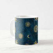 Celestial Blue & Gold Sterrennacht Halve Maan Koffiemok (Voorkant links)