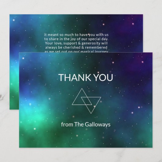 Celestial Blue Green Galaxy Cosmic Minimalist Chic Bedankkaart (Voorkant / Achterkant)