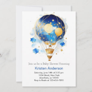 Celestial Blue Hete Luchtballon Jongen Baby shower Kaart