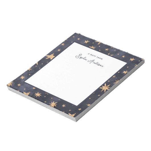 Celestial Blue met Faux Gold Stars Notitieblok (Linkerzijde)