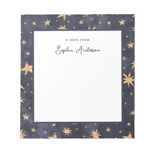 Celestial Blue met Faux Gold Stars Notitieblok