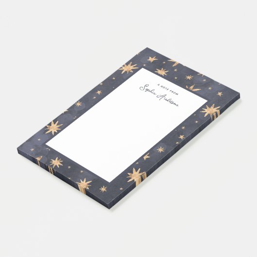 Celestial Blue met Faux Gold Stars Post-it® Notes (Schuin)