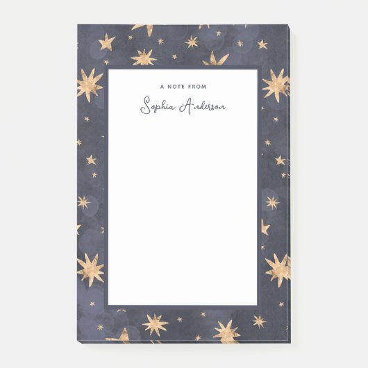Celestial Blue met Faux Gold Stars Post-it® Notes (Voorkant)