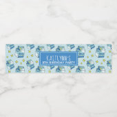 Celestial Blue Milk Pattern Waterfles Etiket (Enkel label)