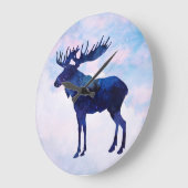 Celestial Blue Moose Silhouette Grote Klok (Hoek)