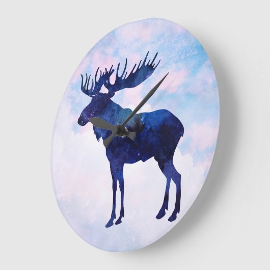 Celestial Blue Moose Silhouette Grote Klok (Hoek)