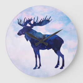 Celestial Blue Moose Silhouette Grote Klok