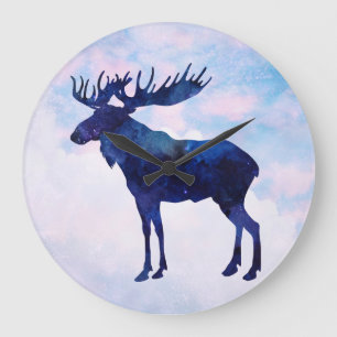 Celestial Blue Moose Silhouette Grote Klok