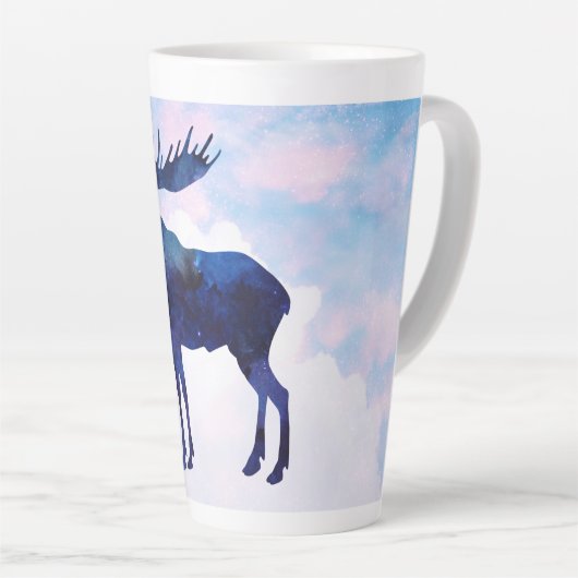 Celestial Blue Moose Silhouette Latte Mok (Rechterhoek)