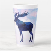 Celestial Blue Moose Silhouette Latte Mok (Voorkant)