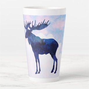 Celestial Blue Moose Silhouette Latte Mok