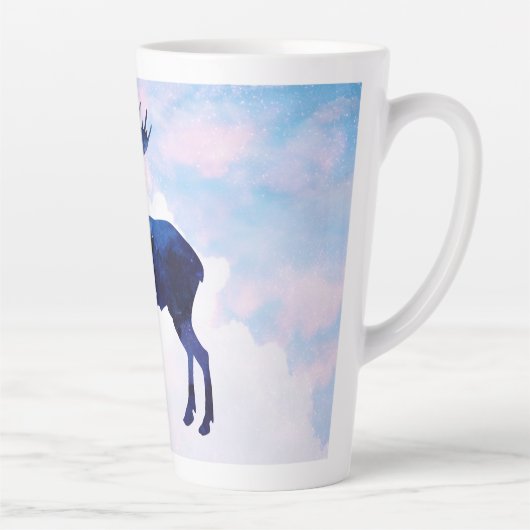 Celestial Blue Moose Silhouette Latte Mok (Rechts)