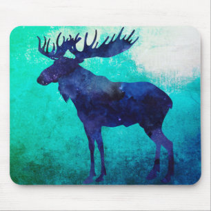 Celestial Blue Moose Silhouette Muismat