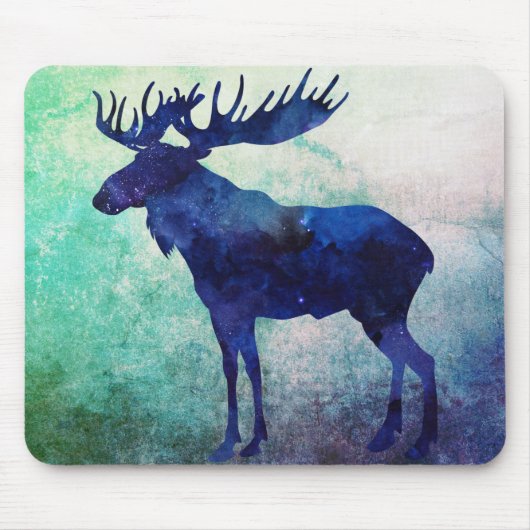 Celestial Blue Moose Silhouette Muismat (Voorkant)