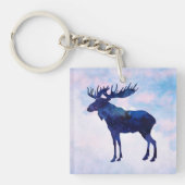 Celestial Blue Moose Silhouette Sleutelhanger (voorkant)