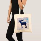 Celestial Blue Moose Silhouette Tote Bag (Voorkant (product))