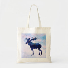 Celestial Blue Moose Silhouette Tote Bag