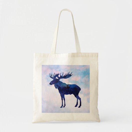 Celestial Blue Moose Silhouette Tote Bag (Voorkant)