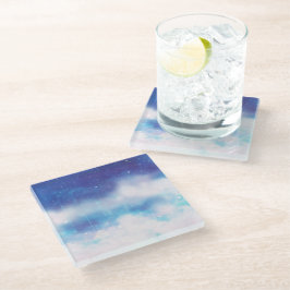 Celestial Blue Nebula Glass Onderzetter