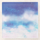 Celestial Blue Nebula Glass Onderzetter (Voorkant)