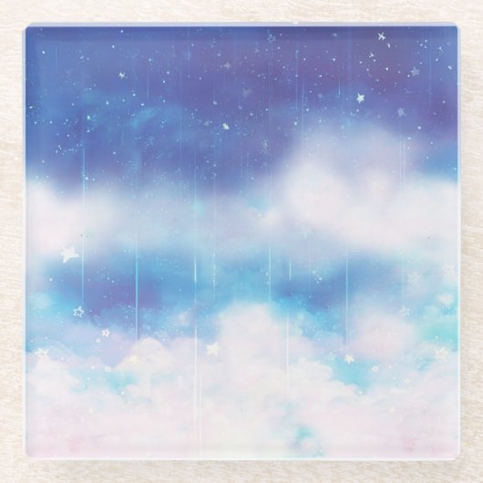 Celestial Blue Nebula Glass Onderzetter (Voorkant)