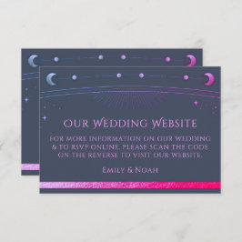 Celestial Blue Paarse Wedding Website RSVP QR Code Informatiekaartje
