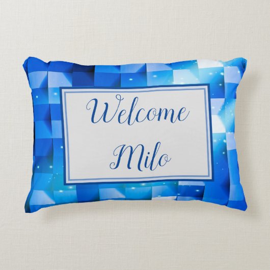 CELESTIAL BLUE PAPER WEAVE WELKOM BABY GEPERSONALI ACCENT KUSSEN (Voorkant)