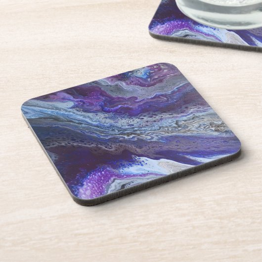 Celestial Blue & Purple Abstract Bier Onderzetter (Linkerzijde)
