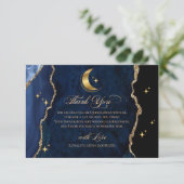 Celestial Blue Quinceanera Midnight Stars Moon  Bedankkaart (Staand voorkant)