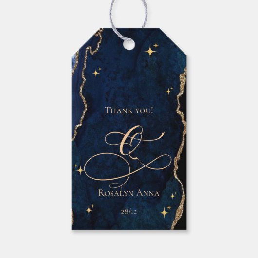  Celestial Blue Quinceanera Midnight Stars Moon  Cadeaulabel (Voorkant)