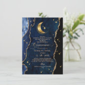  Celestial Blue Quinceanera Midnight Stars Moon  Kaart (Staand voorkant)