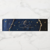  Celestial Blue Quinceanera Midnight Stars Moon  Waterfles Etiket (Enkel label)