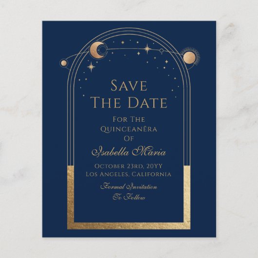 Celestial Blue Save The Date Verjaardag Quinceaner (Voorkant)