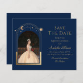 Celestial Blue Save The Date Verjaardag Quinceaner (Voorkant / Achterkant)