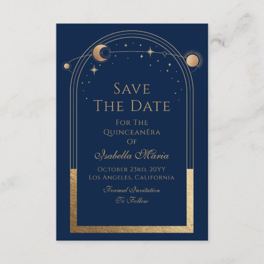 Celestial Blue Save The Date Verjaardag Quinceaner (Voorkant)